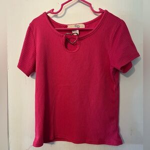 Charming Fuchsia Kids Tee with Heart Accent